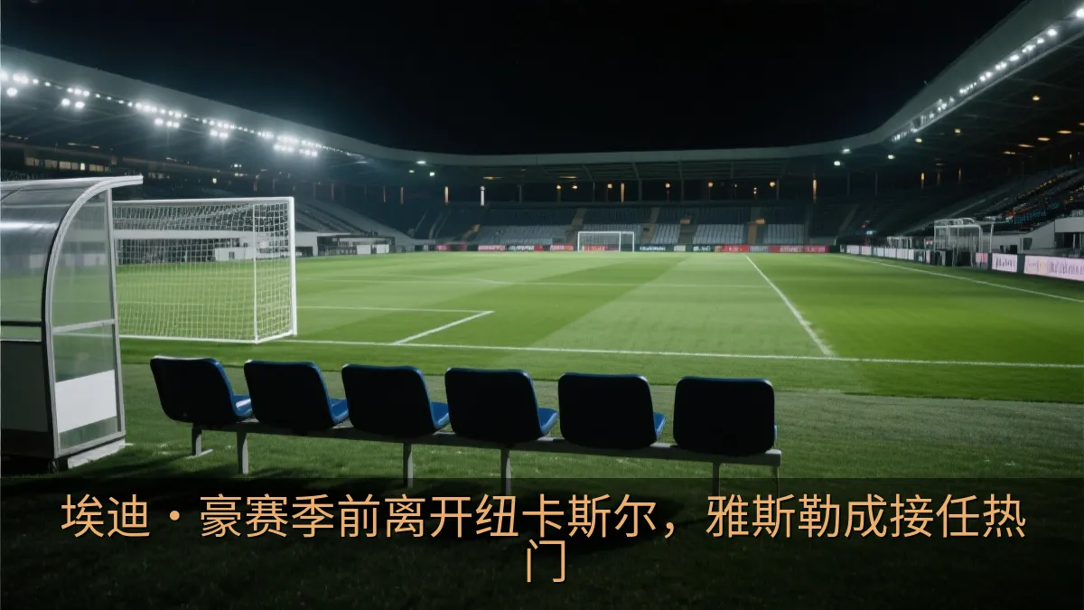 夜晚灯光下的现代足球场与教练席